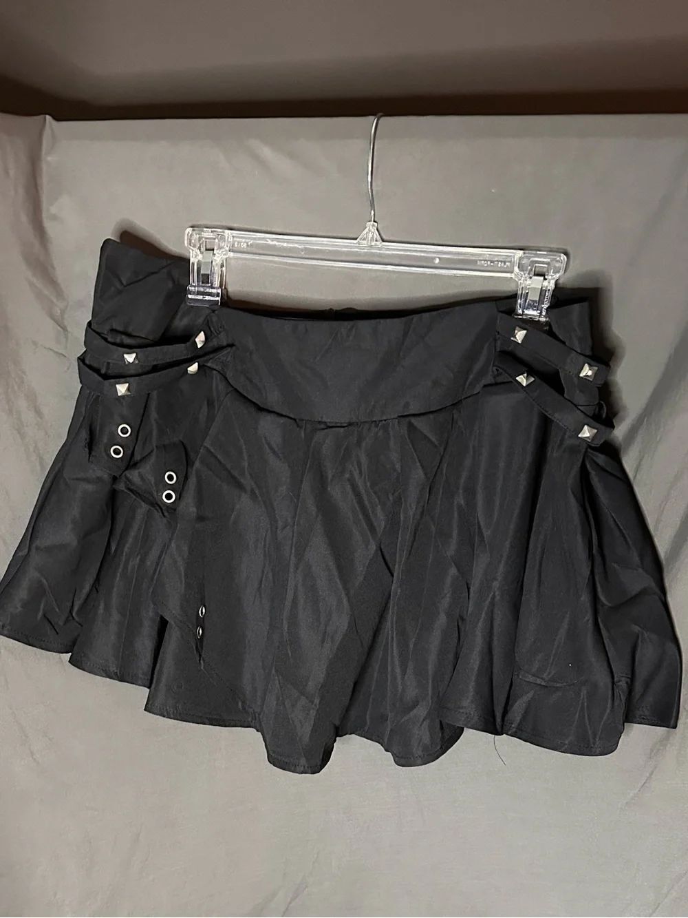 Black Pleated Mini Skirt skorts with Stud Details